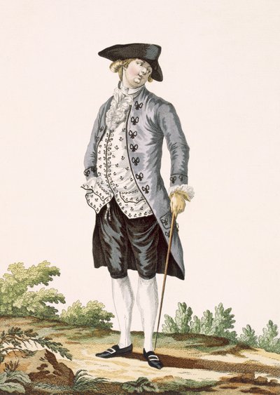 Gentleman en costume gris, gravé par Voysard, planche n°162 de 
